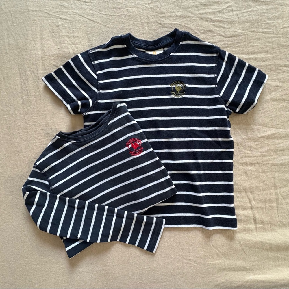 Striped Navy and White Kids Shirt Set
